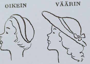 "Pieni nenä vaatii taustakseen pienen hatun ja lyhyen tukkalaitteen. Pitkä, pehmeä tukkalaite ja suurilierinen hattu saavat nenän häviämään kokonaan."