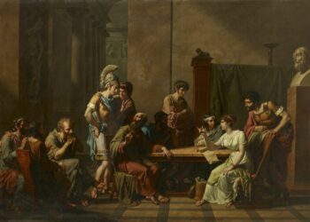 Aspasia opettamassa Sokratesta