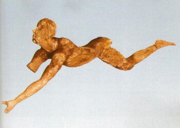 Minolais-kreetalainen härkähyppelijä ilman härkää (ταυροκαθάψια). Pienoispatsas (osa) Knossoksen palatsista Kreetalla