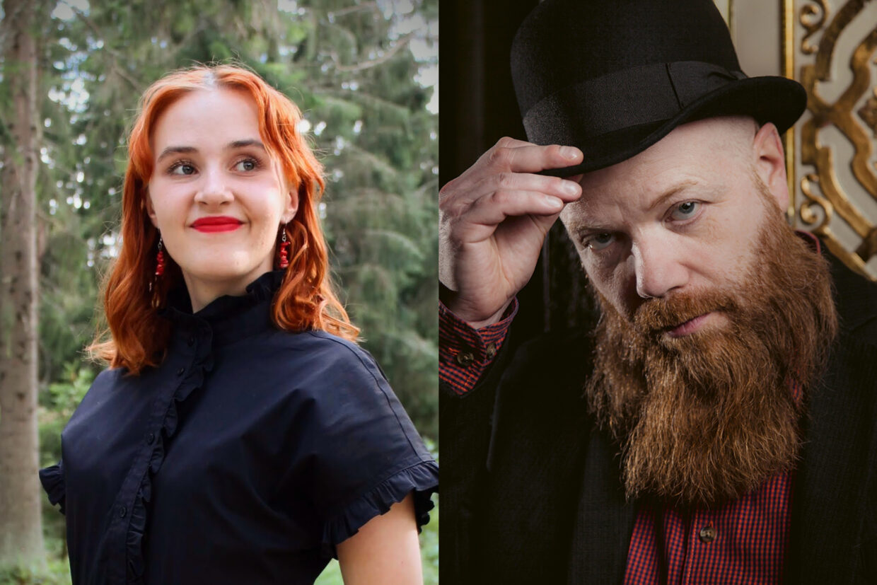 Kritiikin punnuksilla 2022 palkitut näyttelijä Aada Sevón (kuva: Anne Sevón) ja kirjailija Heikki Kännö (kuva: Aleks Talve)