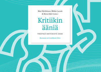 Kuva: Kritiikin ääniä -juhlavuosikirjan kansi. SARVin 70-vuotisjuhlavuoden visuaalisen ilmeen on suunnitellut Samppa Ranta.